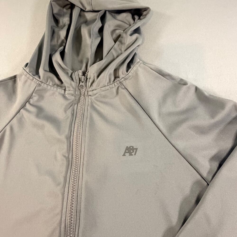 Aeropostale Women’s Hoodie Size Large Gray Logo Sweatshirt Full Zipper Running